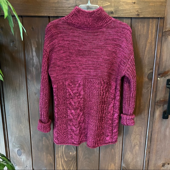 Muted Pink Cable Knit High Neck Turtleneck Sweater - Picture 5 of 5